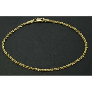 Real 10K Solid Yellow Gold Ladys 2mm Thick Rope Bracelet  - 71/4